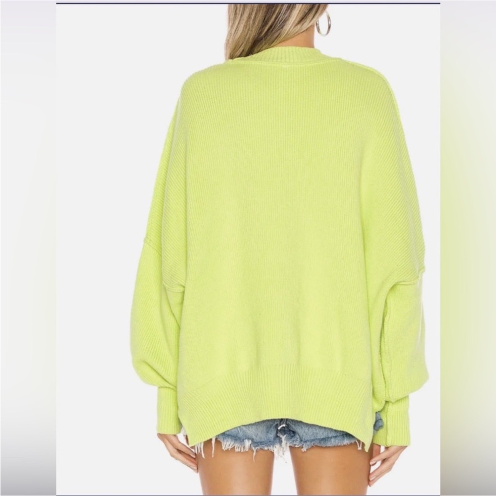 Free People Easy Street Ribbed Knit Tunic Sweater Size Small Citron Green - Picture 3 of 9